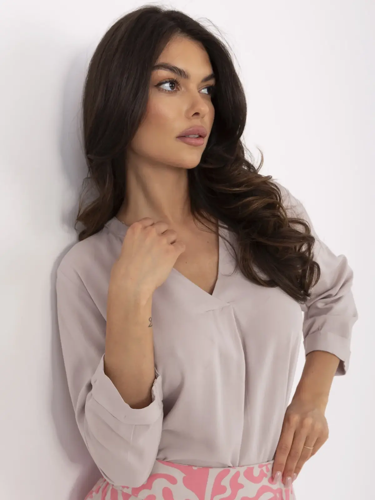 Blouse-D73761M11174B-beige
