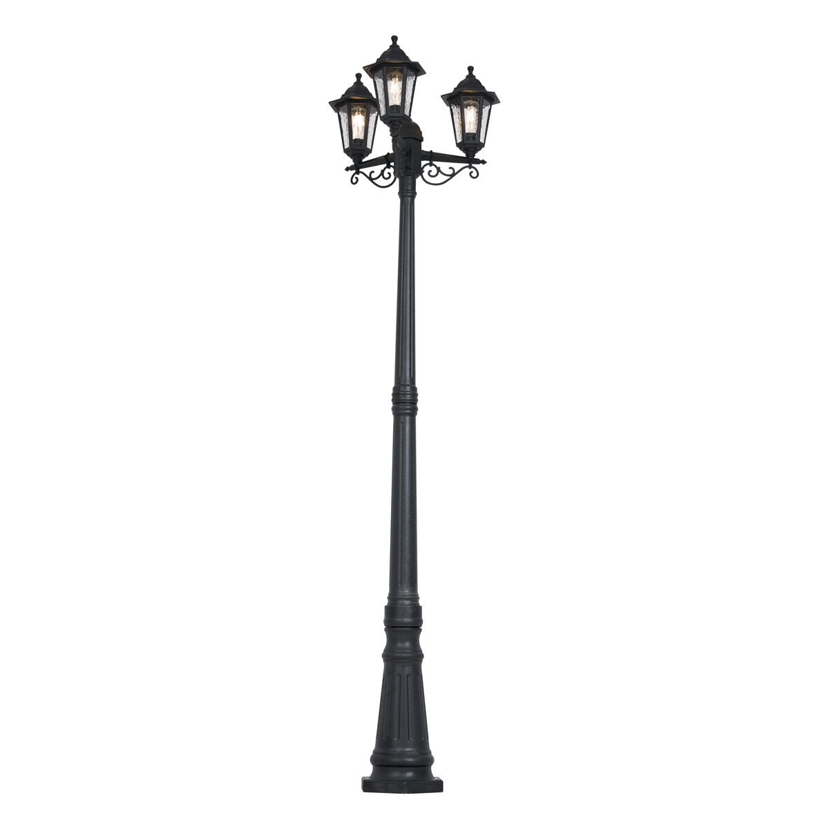Klasické vonkajšie stĺpikové svietidlo čierne 217 cm IP44 - New Haven Hammered