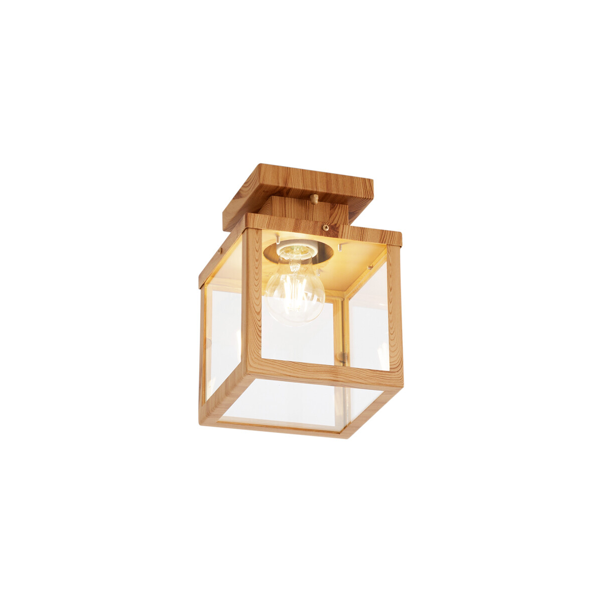 Priemyselné vonkajšie stropné svietidlo drevené s čírym sklom - Rotterdam