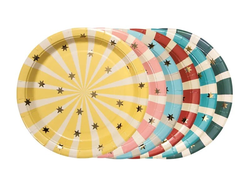 PartyDeco Papierové taniere - Cirkus 18 cm 6 ks