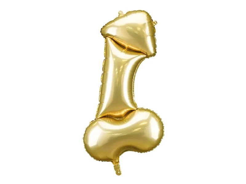 PartyDeco Fóliový balón v tvare údu - Zlatý 46 x 88 cm