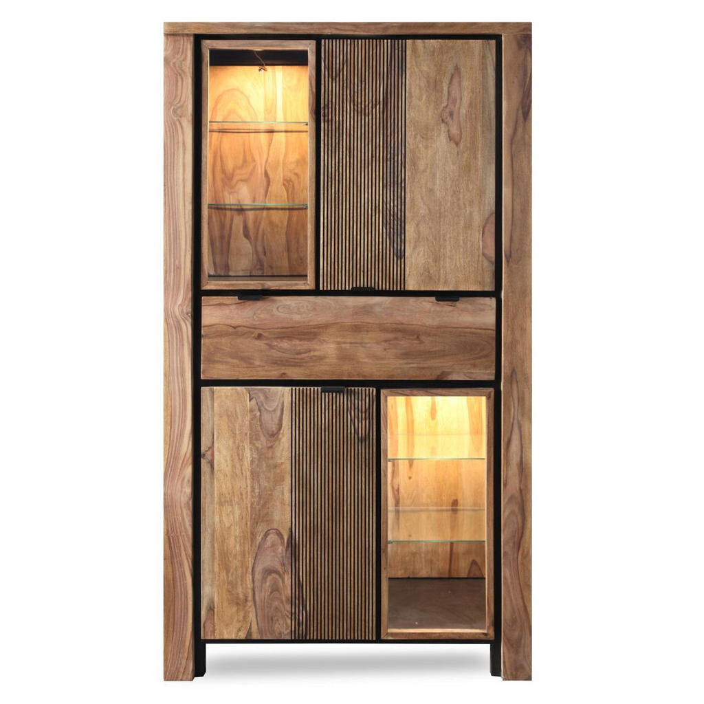 Livetastic VITRÍNA, indický palisander, prírodná farba, 100/180/40 cm