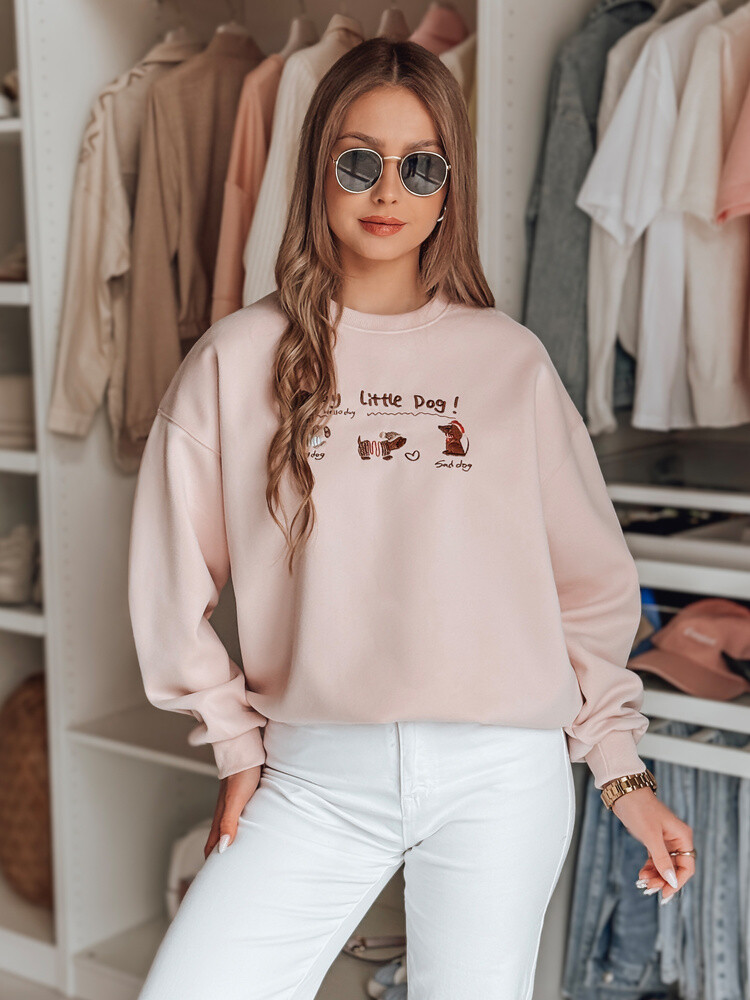 Bluza damska oversize z jamnikami JAMNIKOVE różowa Dstreet