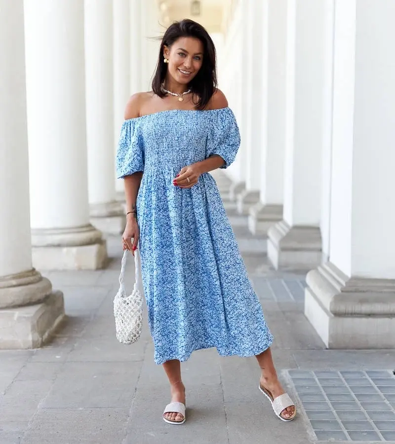 UR/CEO Blue floral midi dress Samatzai