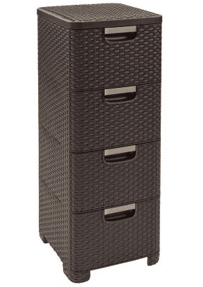 CURVER Zásuvkový regál RATTAN 4x14L | hnedá