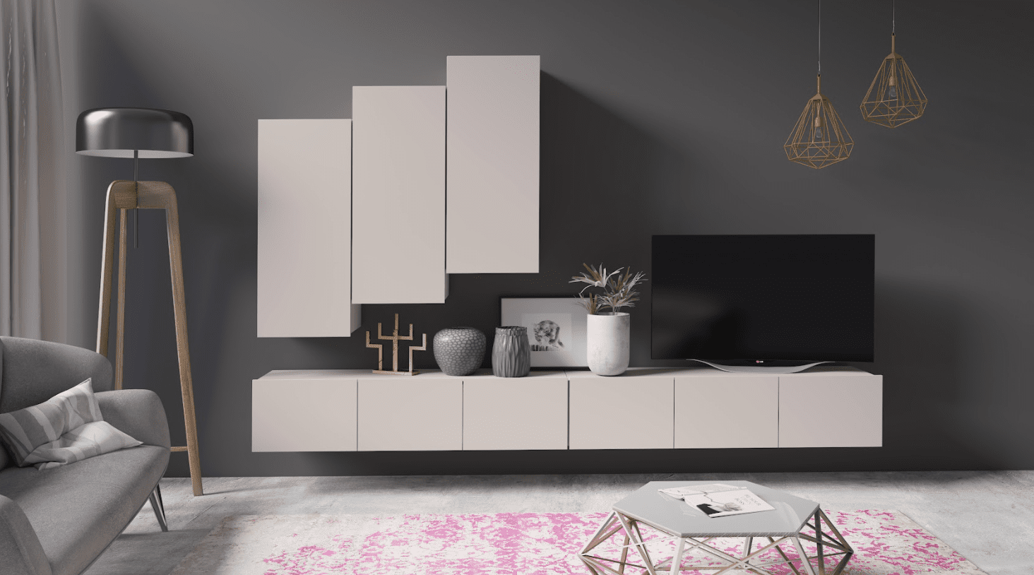 ArtGiB Obývacia stena CALABRINI XX | cashmere