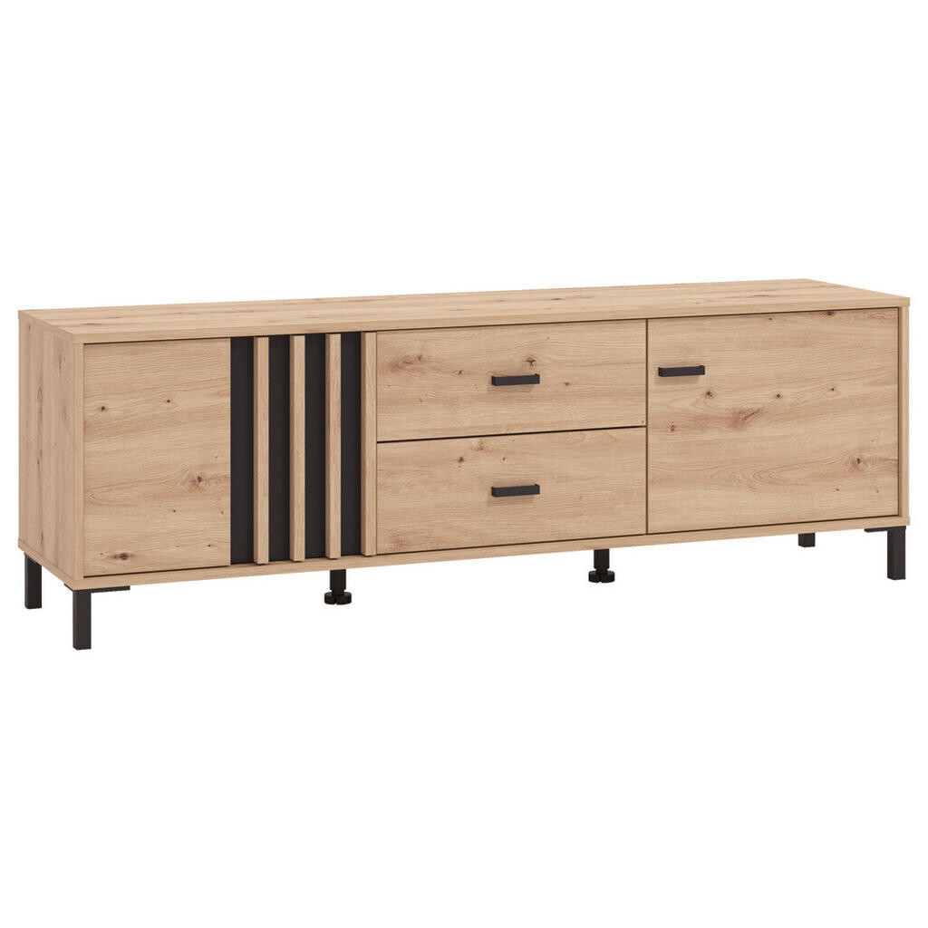 Hom`in TV DIEL, čierna, dub artisan, 157/52/40 cm