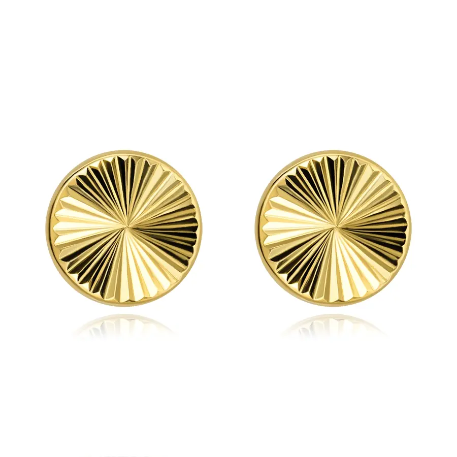Zlaté náušnice 9K kruhy s lúčovým gravírovaním