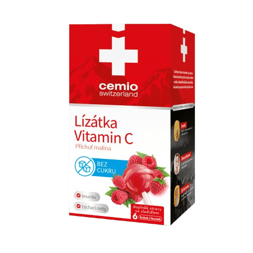 CEMIO Lízátka s vitaminem C malina 6 ks
