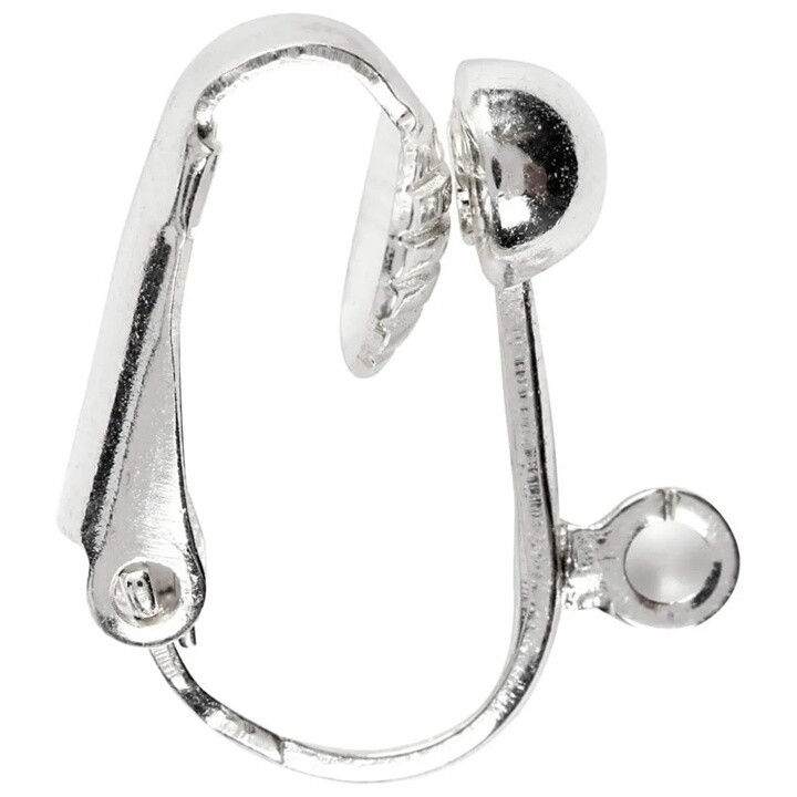 Strieborné klipsové náušnice s pologuľou a očkom, 6 ks