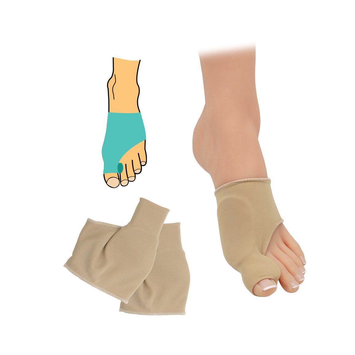 Bandáž Hallux valgus s medziprstovým korektorom - béžová