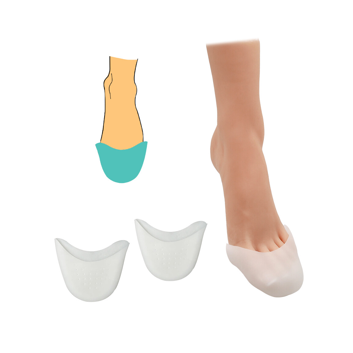 Ochranný návlek na špičku chodidla 1 pár - priehľadný