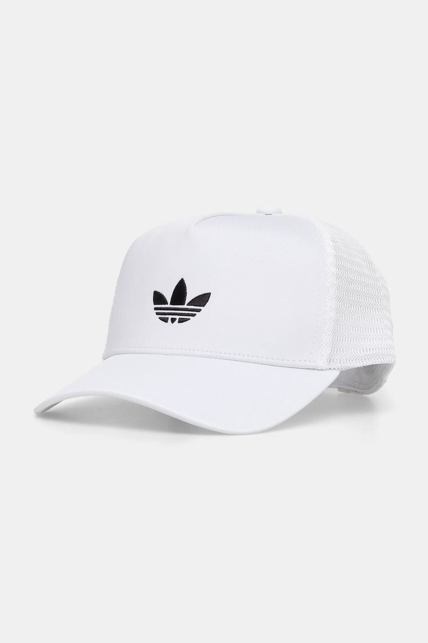 Šiltovka adidas Originals CURVED TRUCKER biela farba, s nášivkou, JC6039