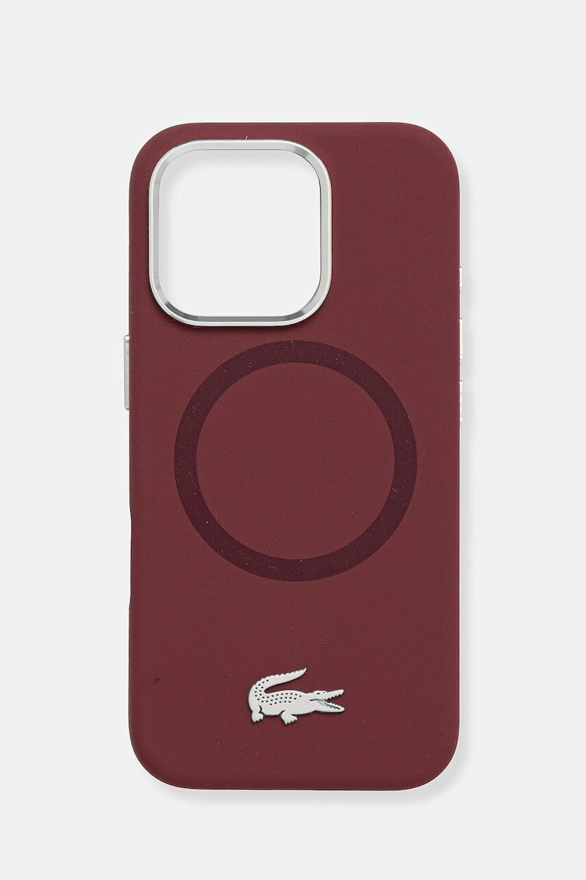 Puzdro na mobil Lacoste iPhone 16 Pro bordová farba, LCHMP16LSMAR