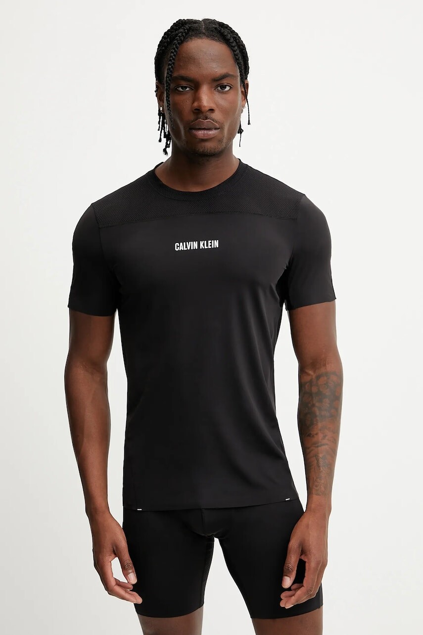 Tréningové tričko Calvin Klein Performance čierna farba, s potlačou, LVGMS5K188