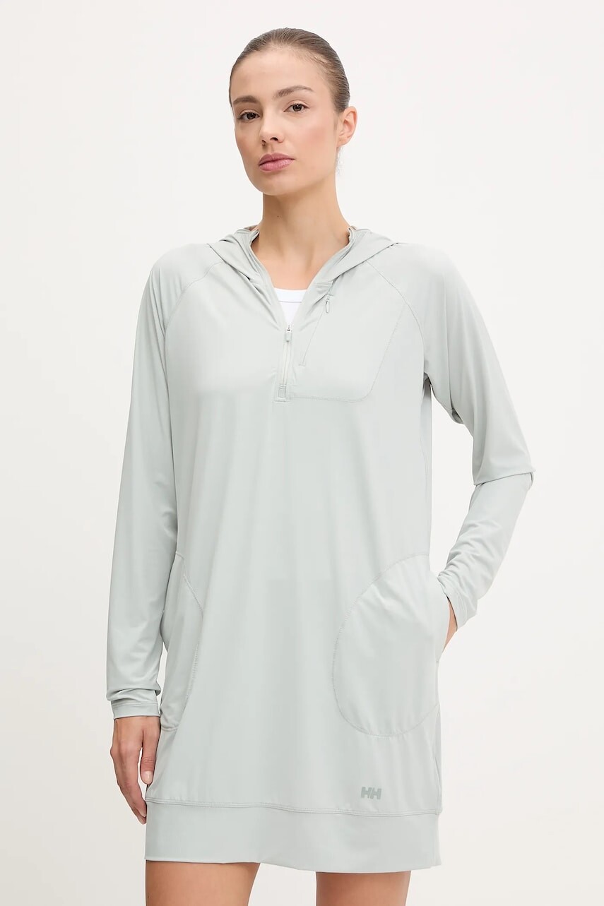 Šaty Helly Hansen SHINE SOLEN tyrkysová farba, mini, rovný strih, 48256