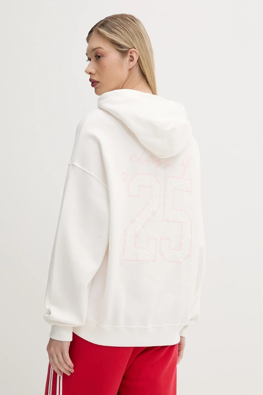 Mikina Hollister Co. biela farba, s kapucňou, s nášivkou, KI352-5139
