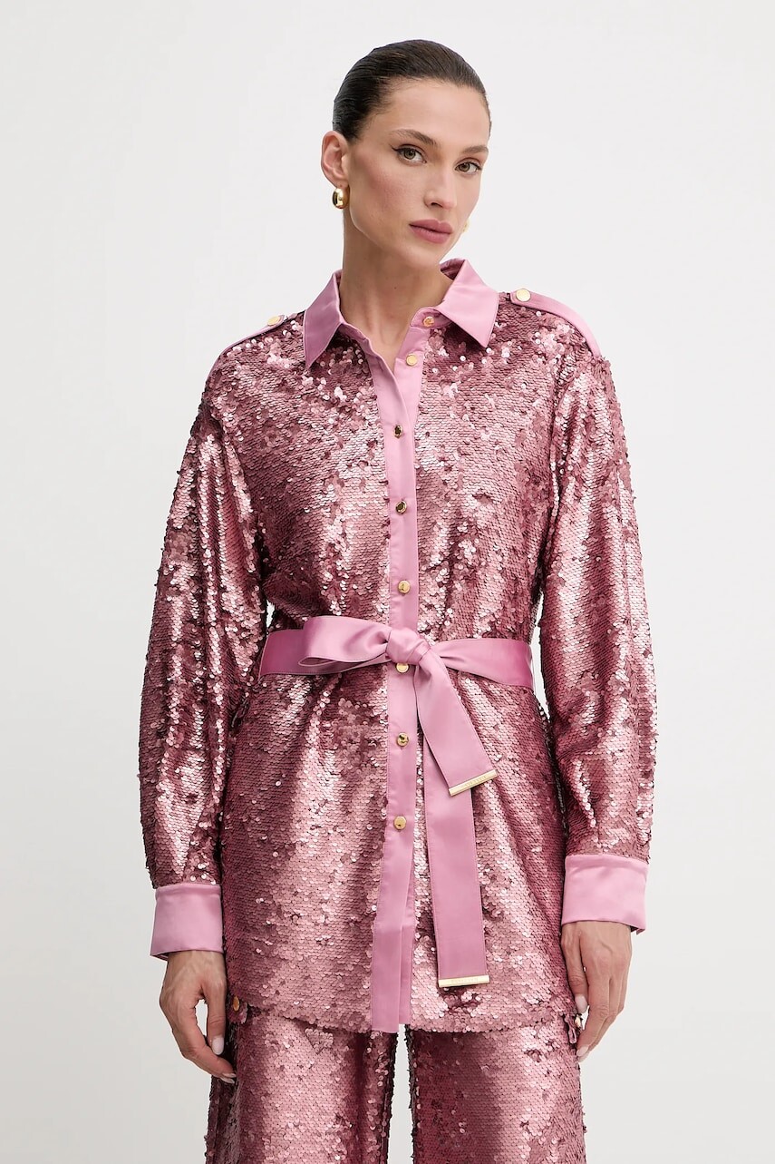 Košeľa Marciano Guess KAIA ružová farba, regular, s klasickým golierom, 5GGN22 6314A