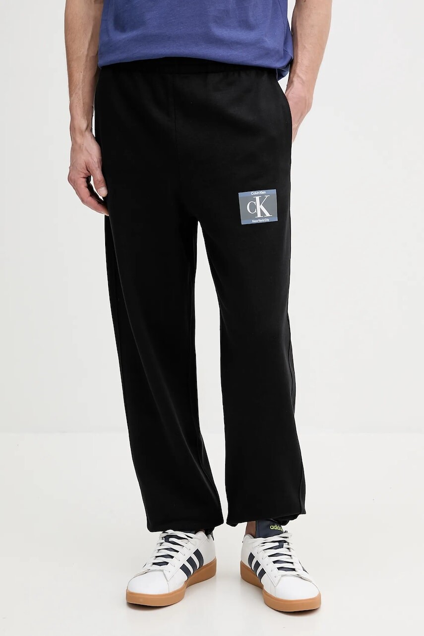 Tepláky Calvin Klein čierna farba, s potlačou, LV04RC287G