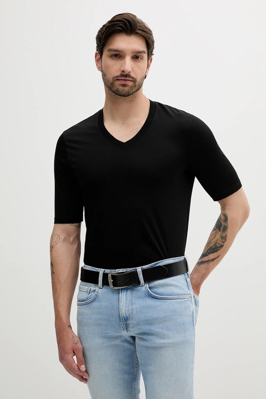 Bavlnené tričko Armani Exchange pánske, čierna farba, jednofarebné, XM000727 AF10364