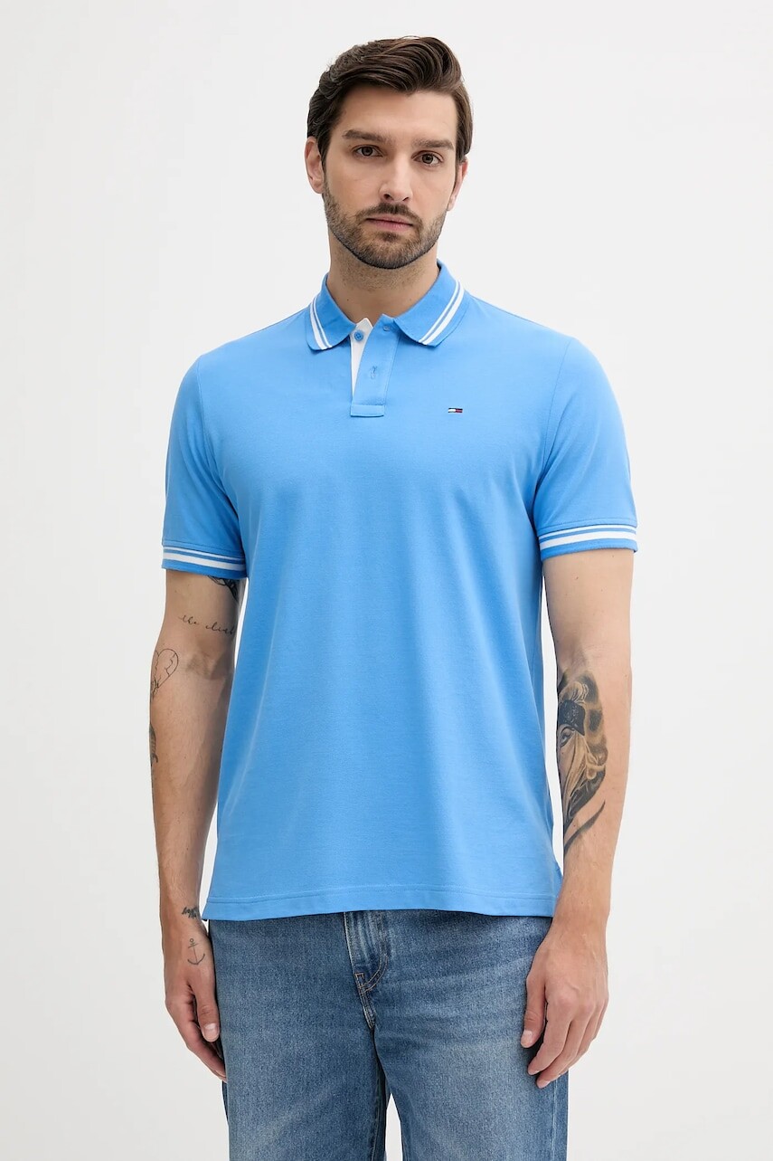 Bavlnené polo tričko Tommy Jeans jednofarebné, DM0DM21846