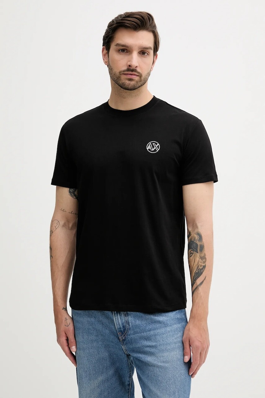 Bavlnené tričko Armani Exchange pánske, čierna farba, jednofarebné, XM000558 AF10358