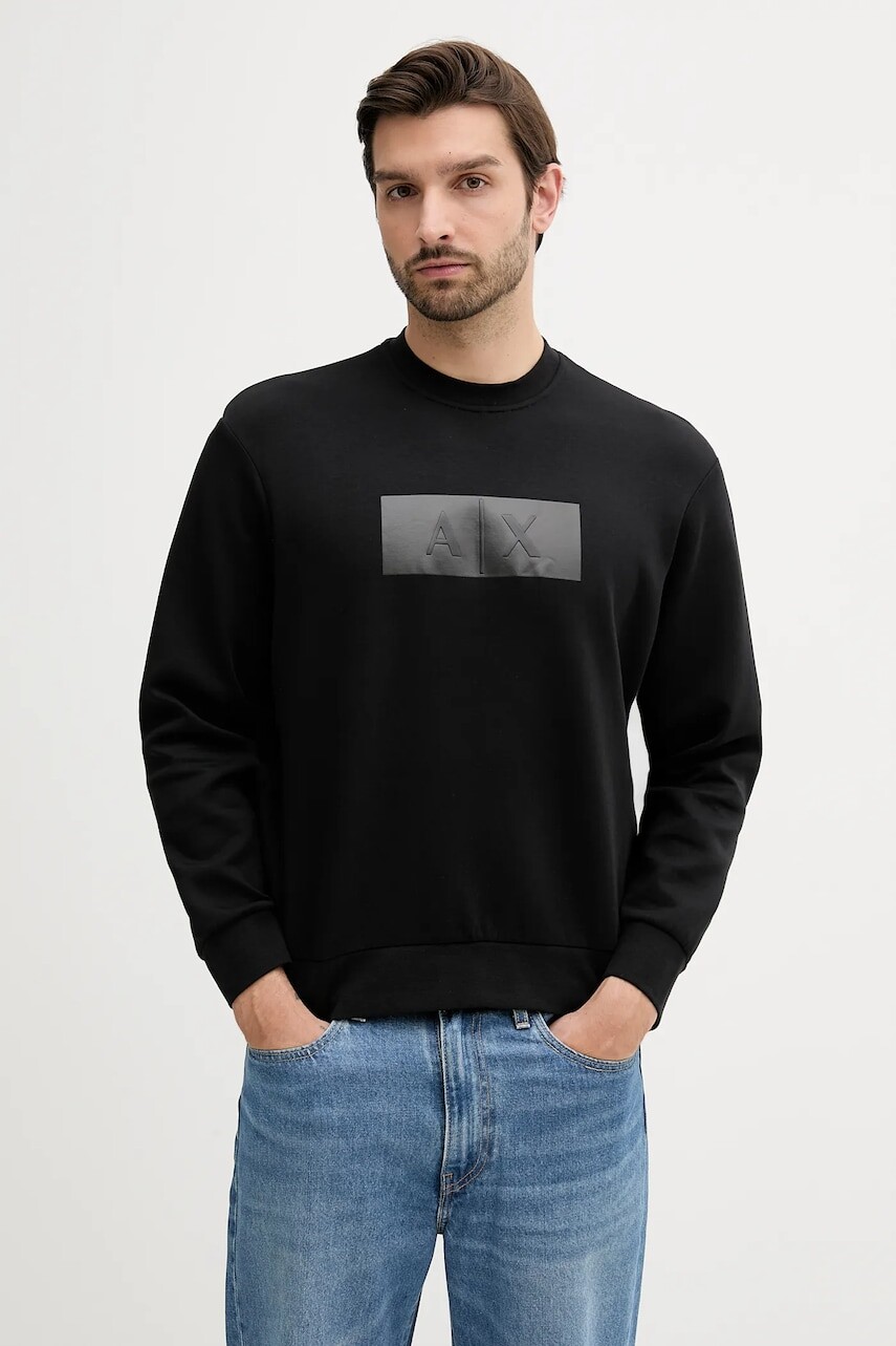 Mikina Armani Exchange čierna farba, s nášivkou, XM000743 AF13047