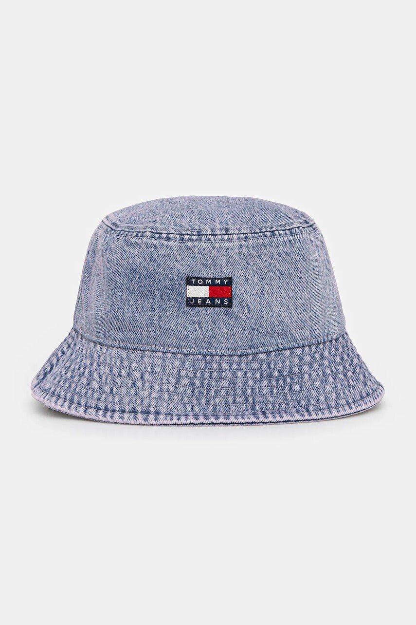 Džínsový klobúk Tommy Jeans fialová farba, bavlnený, AW0AW17816