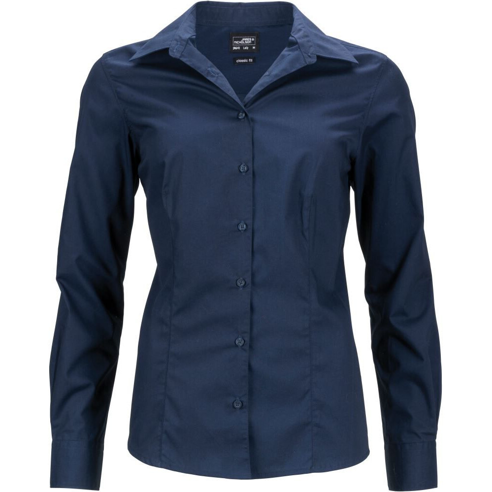 Popelínová business blúzka James & Nicholson 641 - navy, S