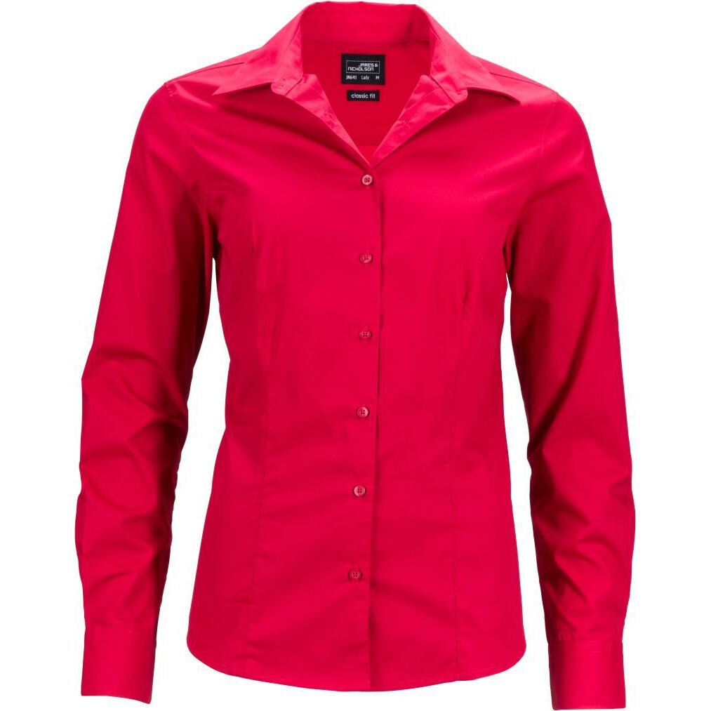 Popelínová business blúzka James & Nicholson 641 - červená, XXL