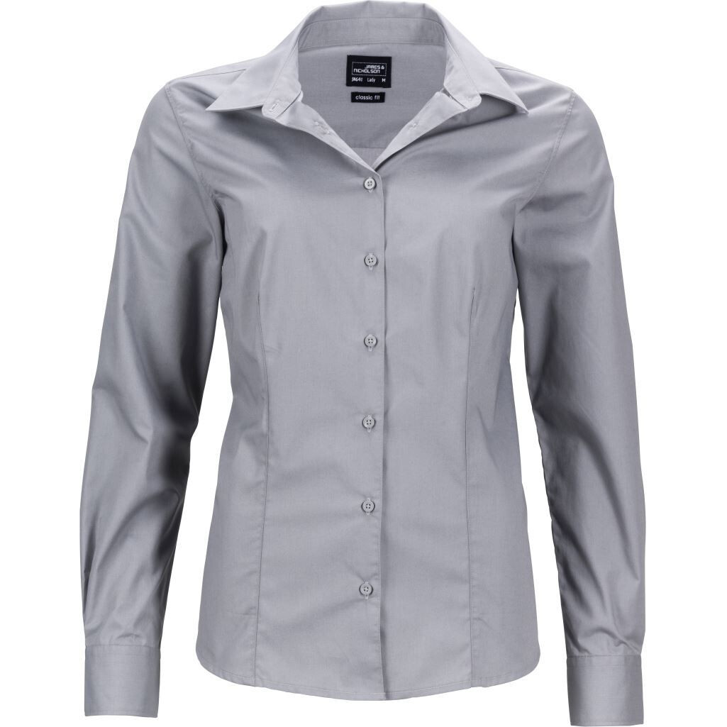 Popelínová business blúzka James & Nicholson 641 - svetlo sivá, XXL