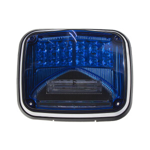 Modré výstražné LED svetlo s prísvitom 12/24V - 11 režimov výstražného blikania / ECE R65