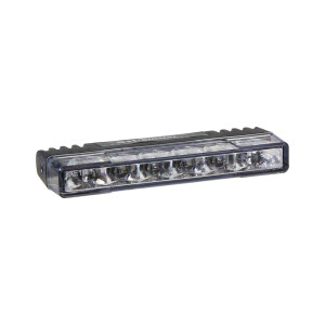 Červený LED predátor do mriežky 12/24V - 6x 3W / 19 režimov výstražného blikania / ECE R65 (90x13x35mm)