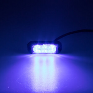 Modrý LED predátor 12/24V - 3x 5W / 26 režimov výstražného blikania / ECE R65 (76x29x12mm)