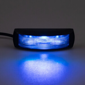 Modrý LED predátor 12/24V - 4x 3W / 21 režimov výstražného blikania / ECE R65 (108x34x27mm)