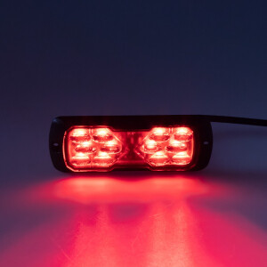 Červený LED predátor 12/24V - 12x LED / 10 režimov výstražného blikania / ECE R65 (114x44mm)