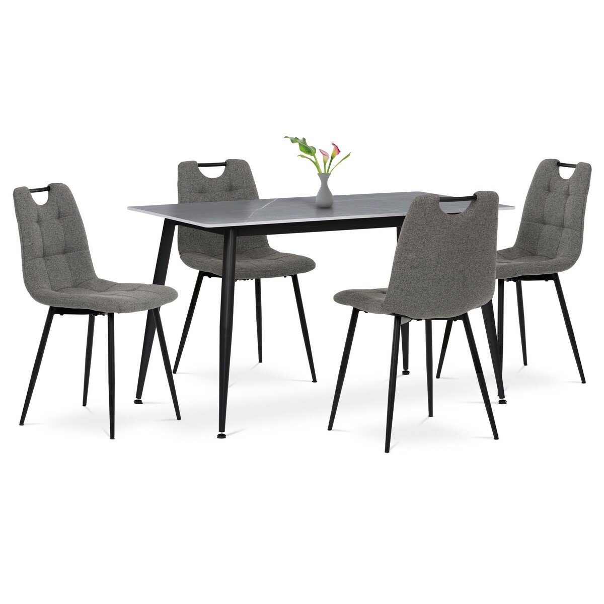Jedálenská súprava s keramickou doskou a 4stoličkami, sivá