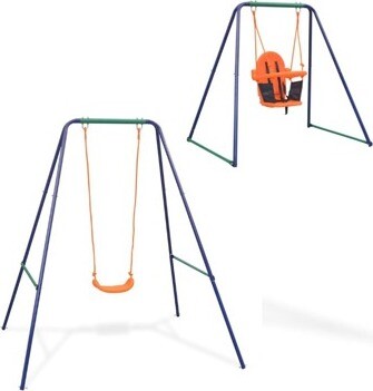 Hojdačka pre jedno dieťa a hojdačka pre batoľa 2 v 1 oranžová