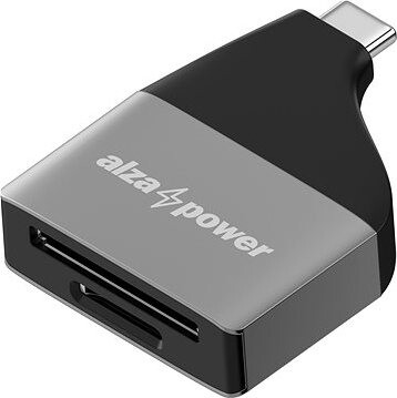 AlzaPower USB-C 3.2 Gen 1 Metal Memory Card Reader strieborná