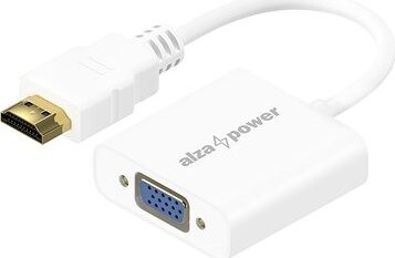 AlzaPower HDMI (M) to VGA (F) with 3,5 mm Jack biely