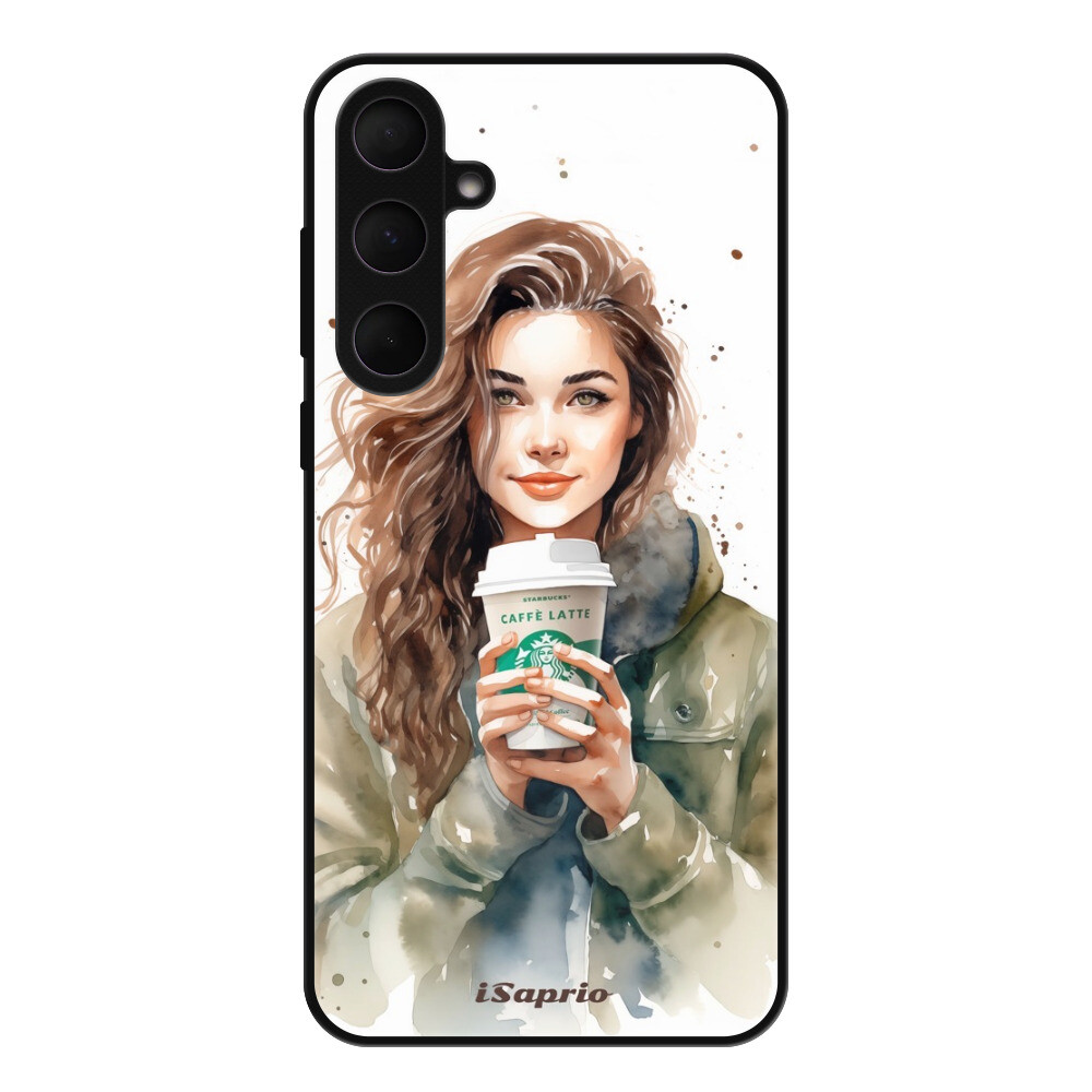Lesklé puzdro Exclusive iSaprio - Girl With Latte - Samsung Galaxy A55 5G
