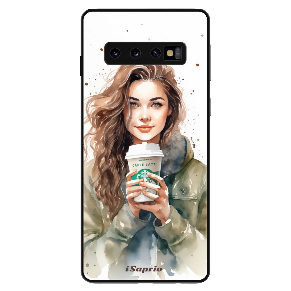 Lesklé puzdro Exclusive iSaprio - Girl With Latte - Samsung Galaxy S10