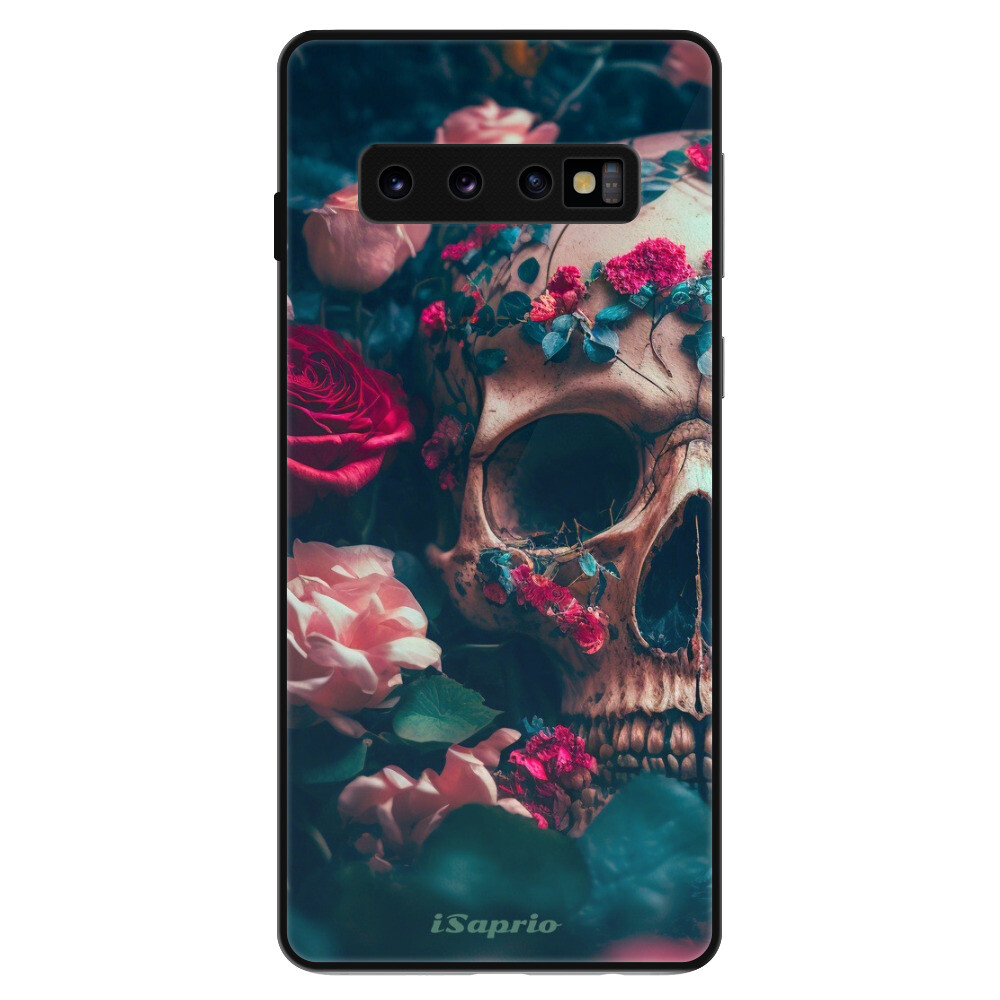 Lesklé puzdro Exclusive iSaprio - Skull in Roses - Samsung Galaxy S10