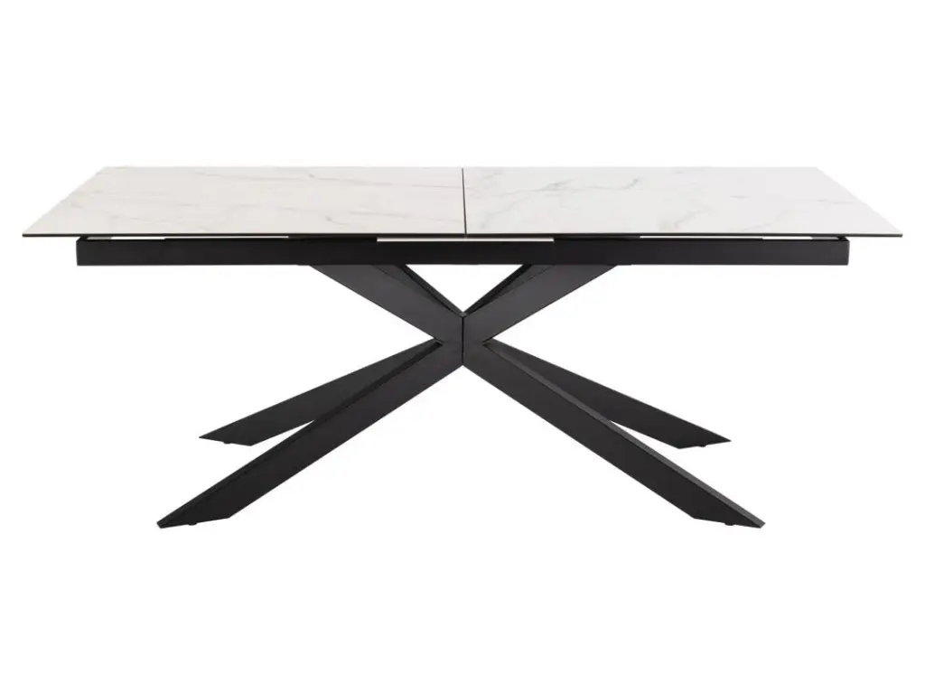 Jídelní rozkládací stůl Irwine 200/240 cm bílý mramor/černý