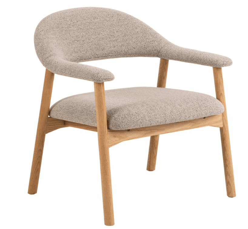 Křeslo ADDI lounge z masivu béžové/dub přírodní