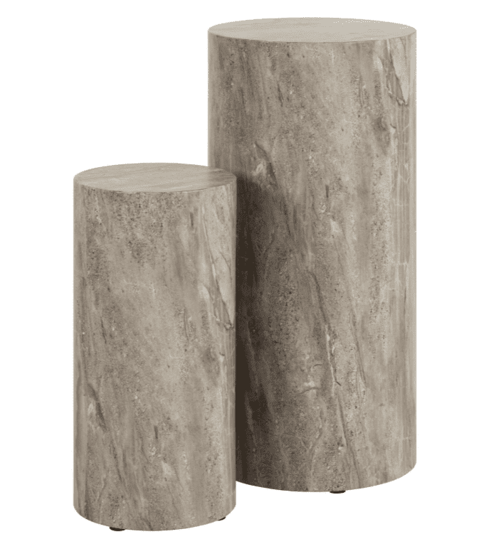 Sada 2 ks odkládacích stolků DICE šedý mramor