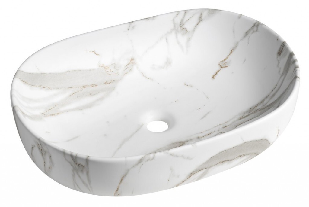 SAPHO - CALEO keramické umývadlo na dosku 60x42cm, bianco carrara CA590BC