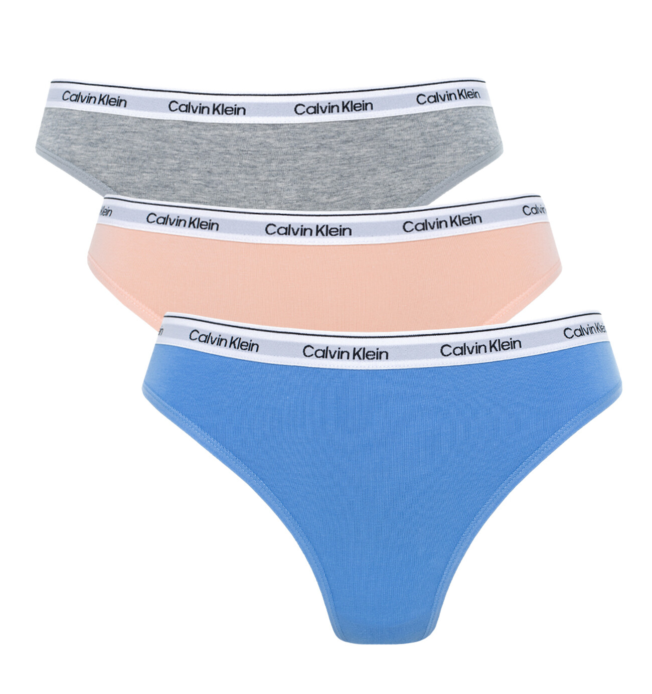CALVIN KLEIN - nohavičky 3PACK Icon logo stretch cotton glacier & gray color combo - limitovaná edícia