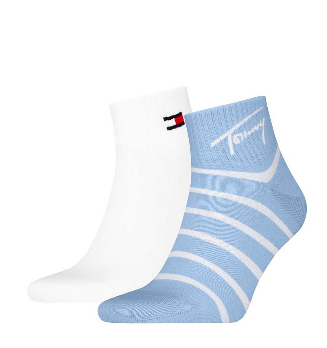 TOMMY HILFIGER - ponožky 2PACK TOMMY HILFIGER breton stripe light blue quarter
