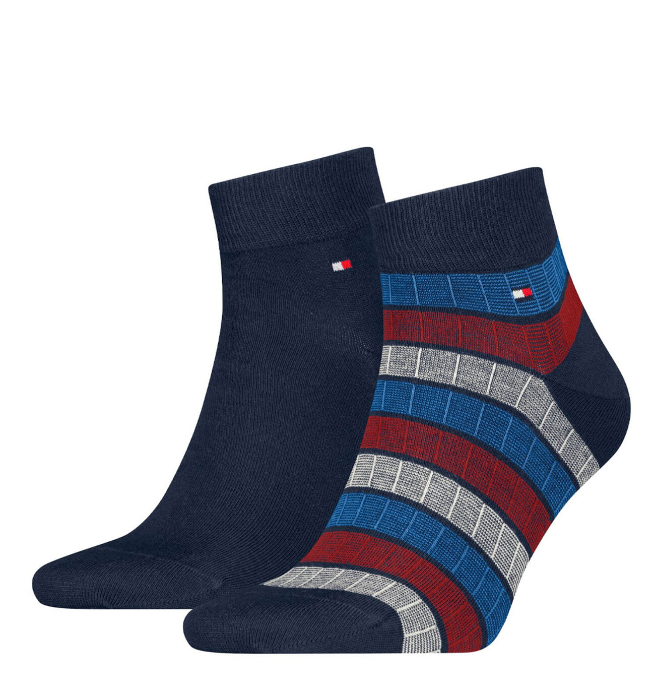 TOMMY HILFIGER - ponožky 2PACK TOMMY HILFIGER color block navy quarter